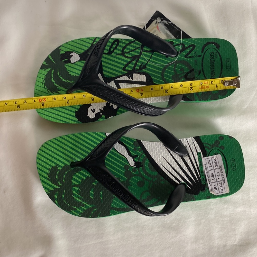 NWT Original Havaianas Dark Green Surf Print Kids US 1/2C EUR 33/34 - Picture 5 of 7